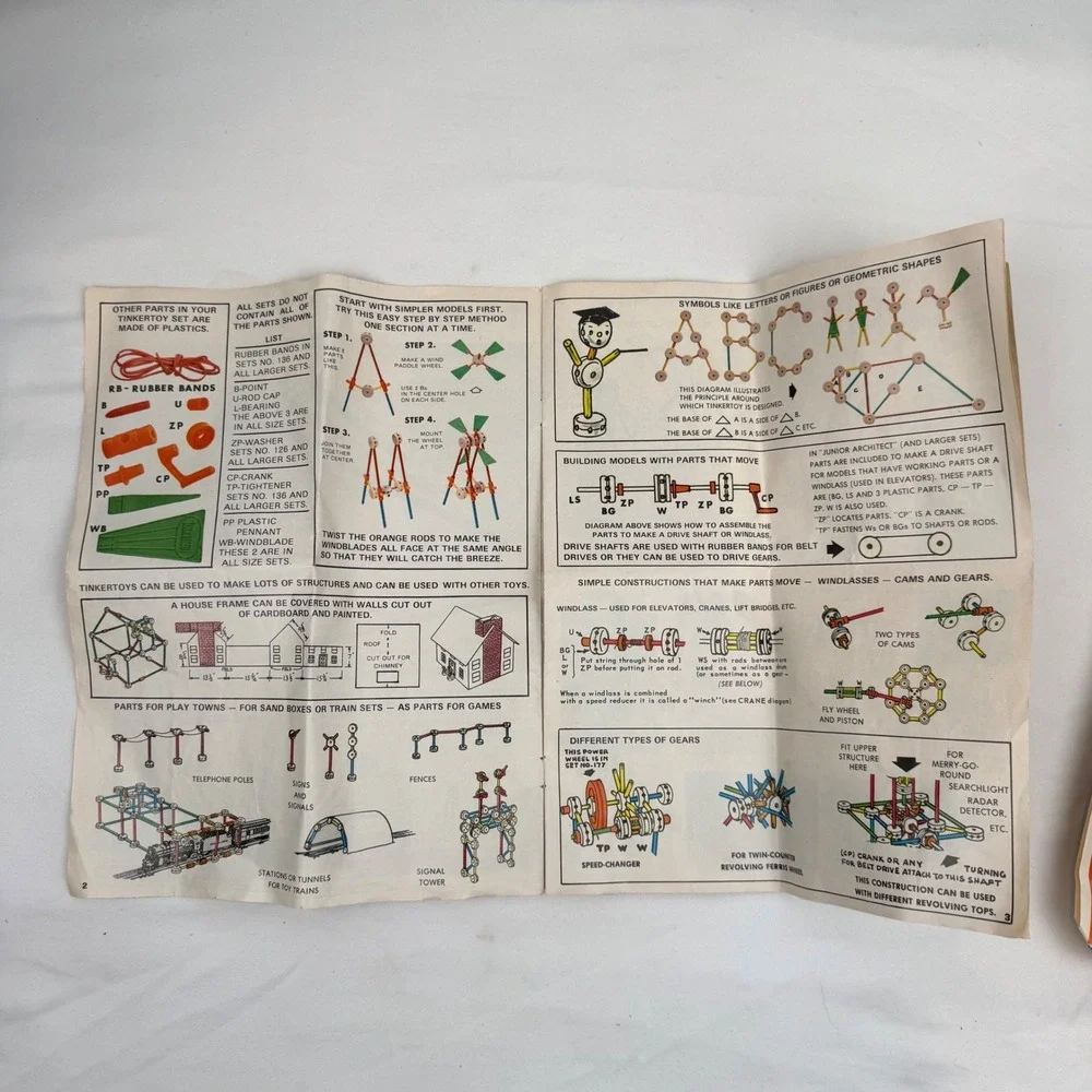 Vintage 1972 Tinkertoy No. 155 Wood Building Set w/ Canister & Manual Incomplete